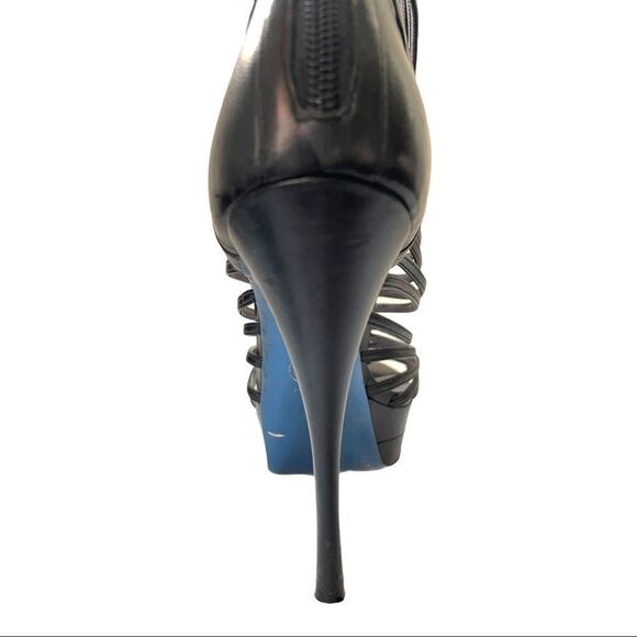 VERSACE Chain Detail Strappy Leather Ankle Booties - Picture 9 of 13